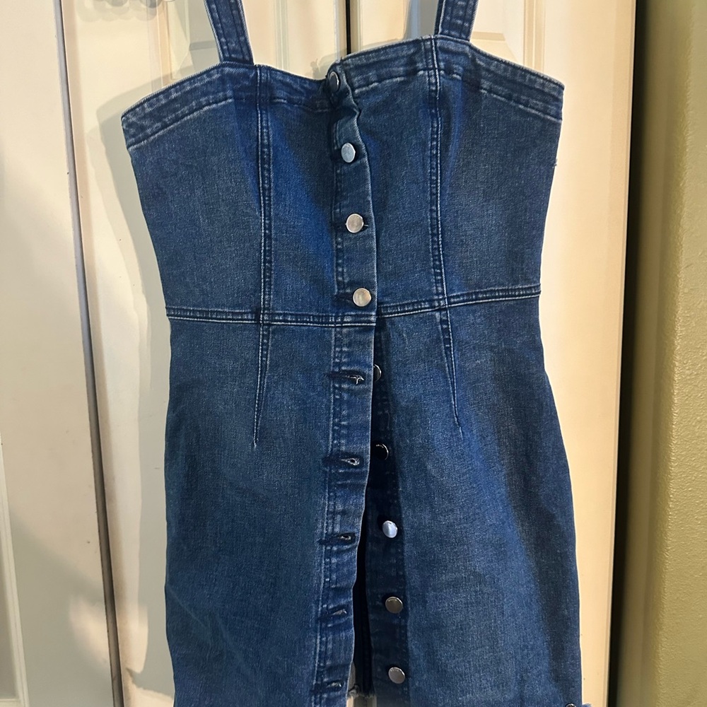Volcom Blue Denim Mini Dress, Button Down, SZ M